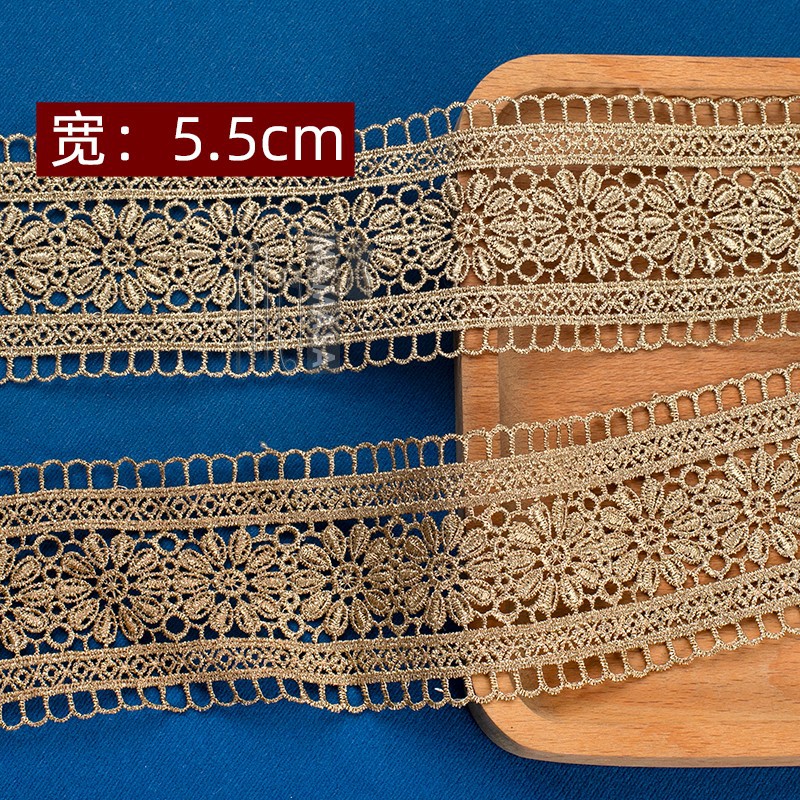 hilo de oro bordado soluble en agua rosa oro encaje encaje DIY ropa hecha a mano lolita accesorios fabricantes al por mayor