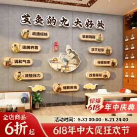 艾灸馆装饰画中医阁养生店装修形象图文化背景墙面理疗热氛围布置