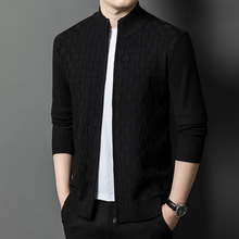 男士针织开衫中青年时尚韩版拉链立领外套毛衣潮流夹克衫一件代发