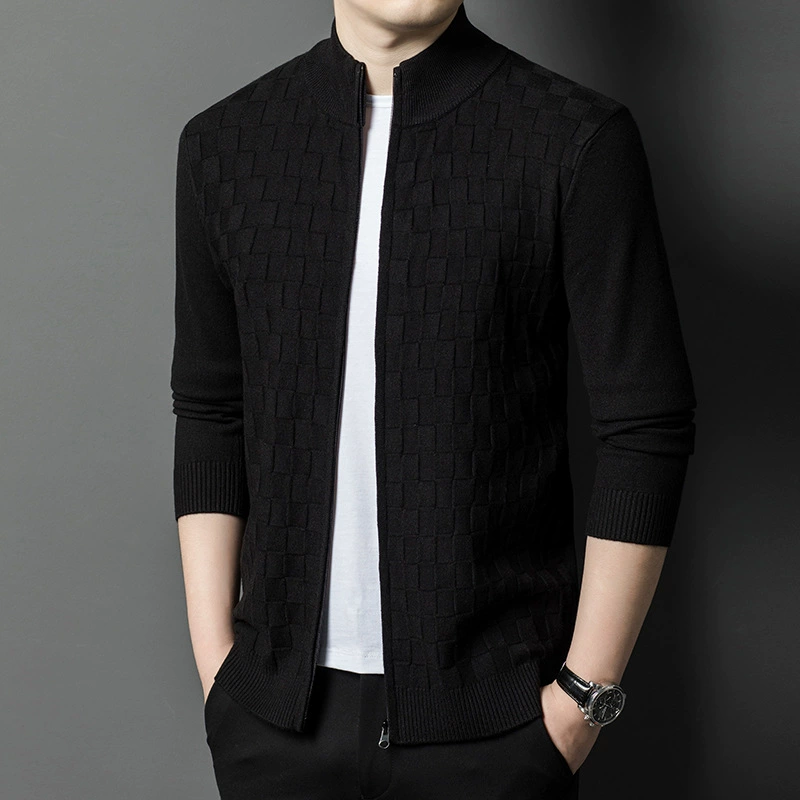 Мужские трикотажные кардиганы Молодежная мода корейская версия куртки на молнии со стоячим воротником свитер тренд куртка