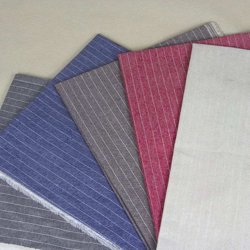 厂家现货批发 涤棉麻布艺 平纹条纹布料服装面料鞋帽窗帘桌布 007