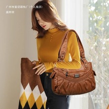 厂家2025新款时尚女式手拎包欧美复古柔软大容量软皮包