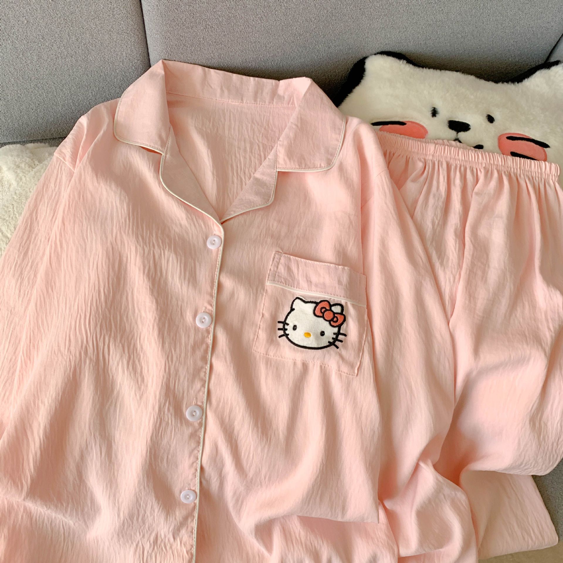 Al por mayor transfronterizo primavera y otoño 2026 nuevo pijama de mujer dibujos animados nubes dulces cardigan de algodón mangas largas pantalones largos cubierta de ropa para el hogar image 14