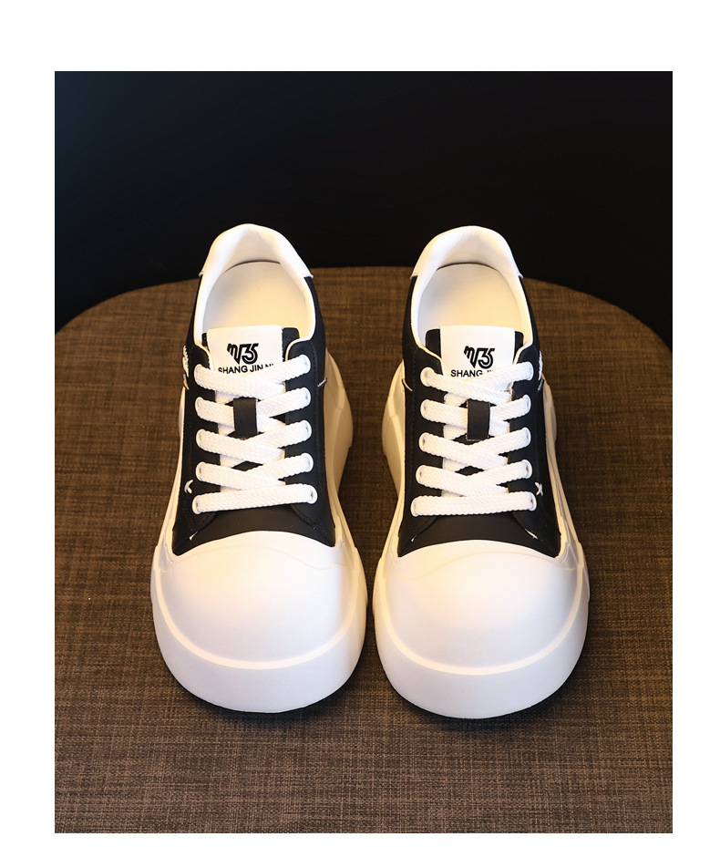 Giày sneaker nữ đế dày tăng chiều cao phong cách trắng basic — màu đen chi tiết 19