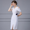 High end white slim fitting buttocks wrapped dress skirt