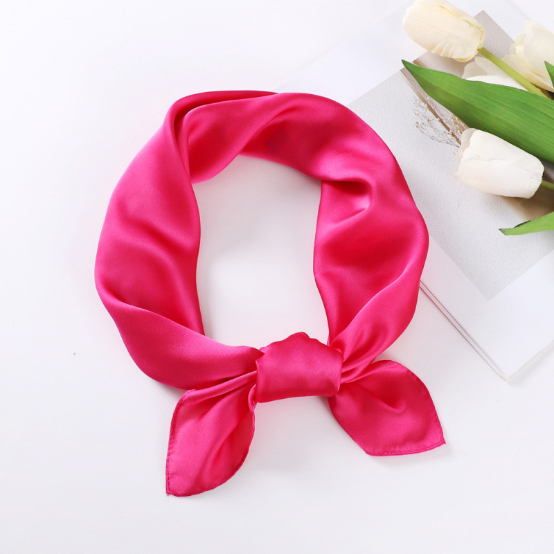 Europa y los Estados Unidos bufandas de seda de color sólido mujeres 70cm bufandas de satín pequeñas bufandas de pañuelo de cabello decoración fábrica transfronteriza al por mayor image 17