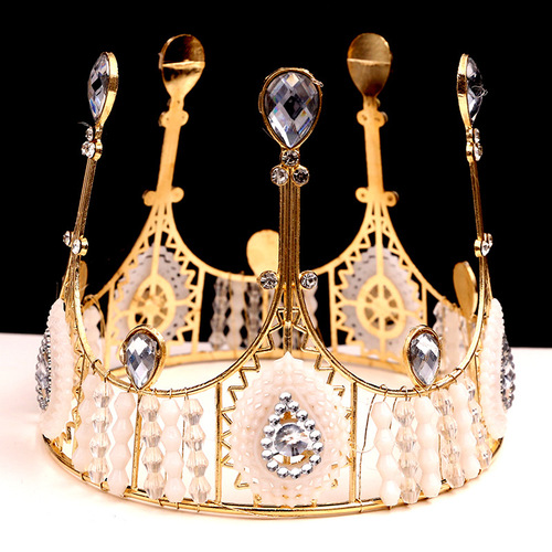 One piece drop shipping cake baking decoration bridal lace crown birthday accessories vintage queen big round tiara