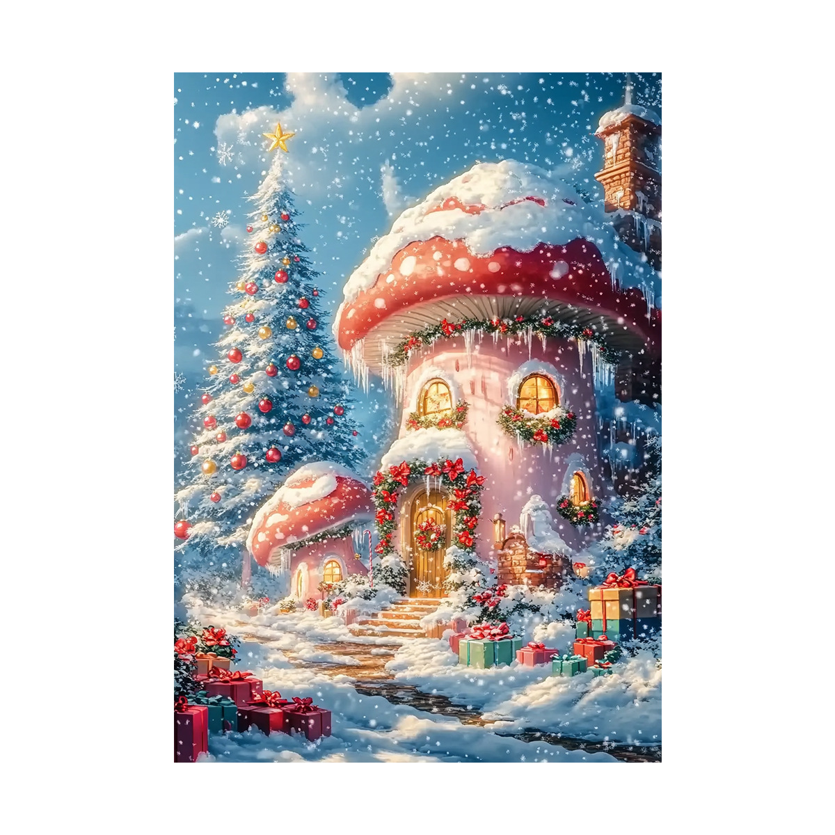[Algodón importado] Mona Lisa Real Hielo y Nieve Hongo Casa de dibujos animados sala de estar bordado a mano image 5