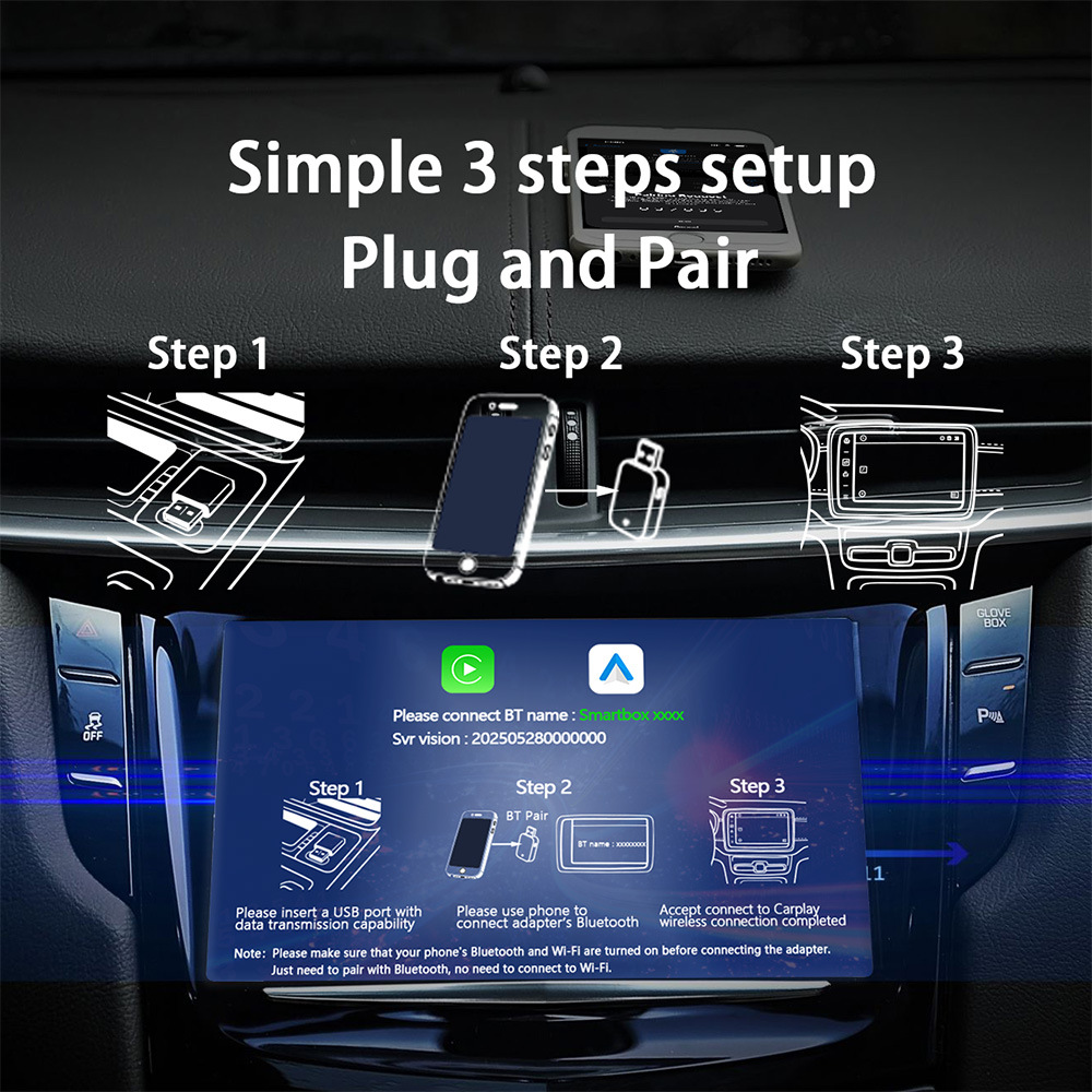 Cross-Border Popular Wireless Carplay Box Android Adapter Compatible with iPhone and Android Without Lag or Buffering