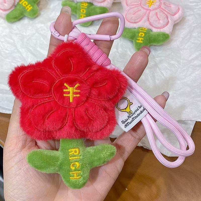 Creativo lindos colgantes de flores juguetes de peluche muñecas bolsas colgantes muñecas llaveros ramo muñecas al por mayor