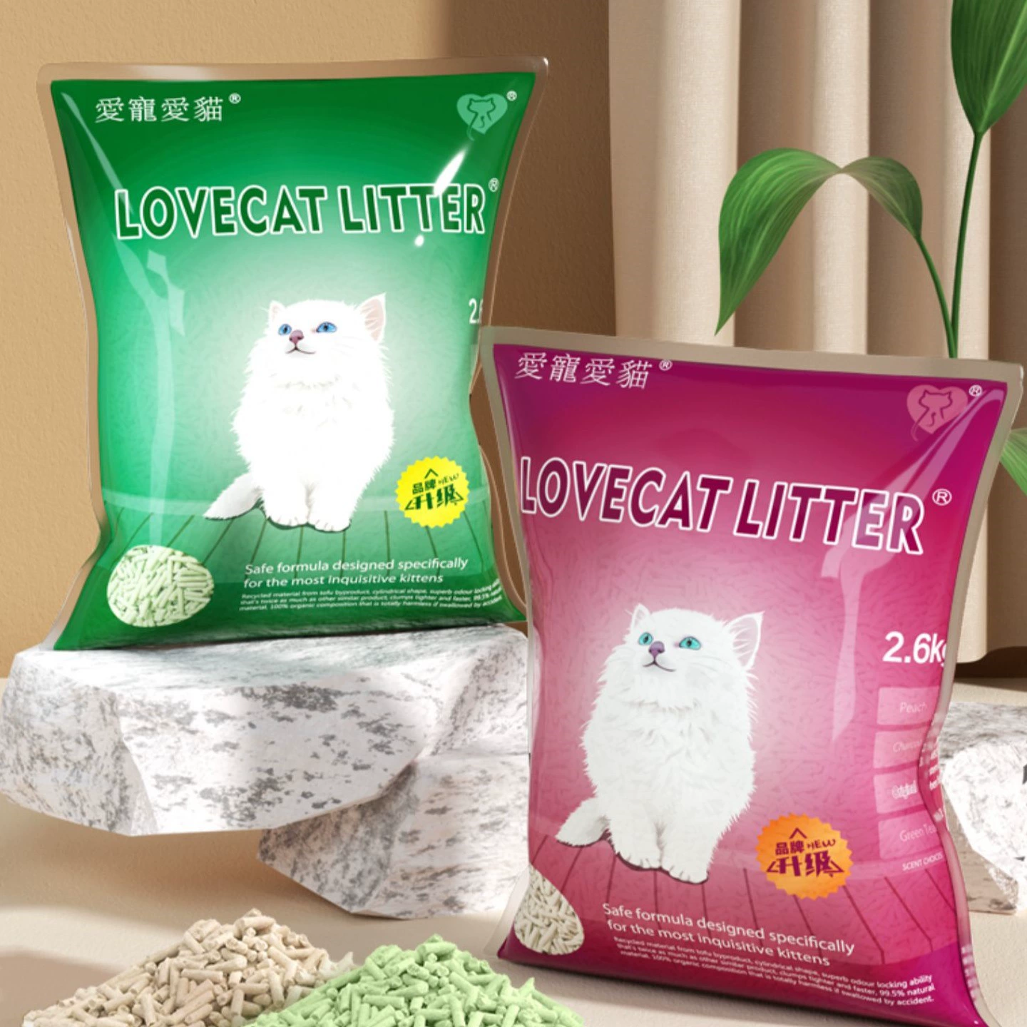 Lovecat Pet Cat оригинальный зеленый чай тофу кошачий наполнитель 2,6 кг упаковка 6 л дезодорант кошачий наполнитель