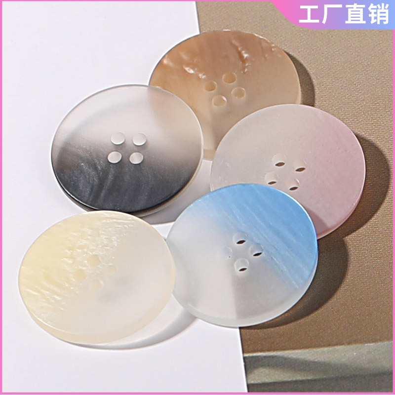 Gradient Color Button Shirt Trenchcoat Coat Resin Button Knitted Cardigan All-match Fashionable Exquisite Four-eye Button