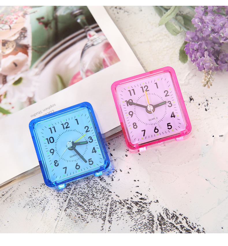 Creative Transparent Square Candy Color Alarm Clock Fashion Student Bedroom Little Alarm Clock Simple Square Alarm Clock Wholesale display picture 2