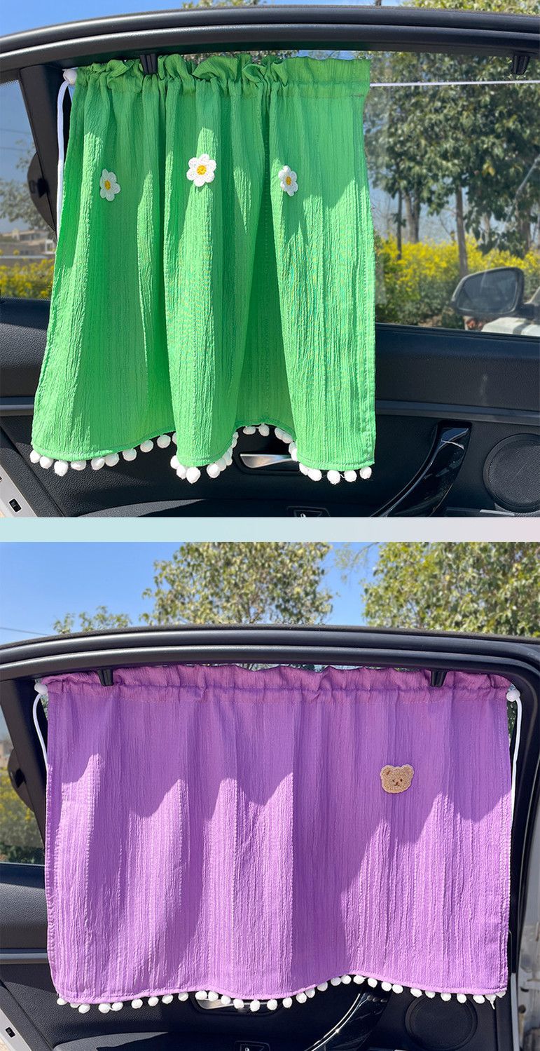 Fresh and Simple Car Window Sunshade Curtain, Sun Protection, All-Season Pull-Out Curtain with Suction Cups, Car Interior Privacy Curtain for Sleeping