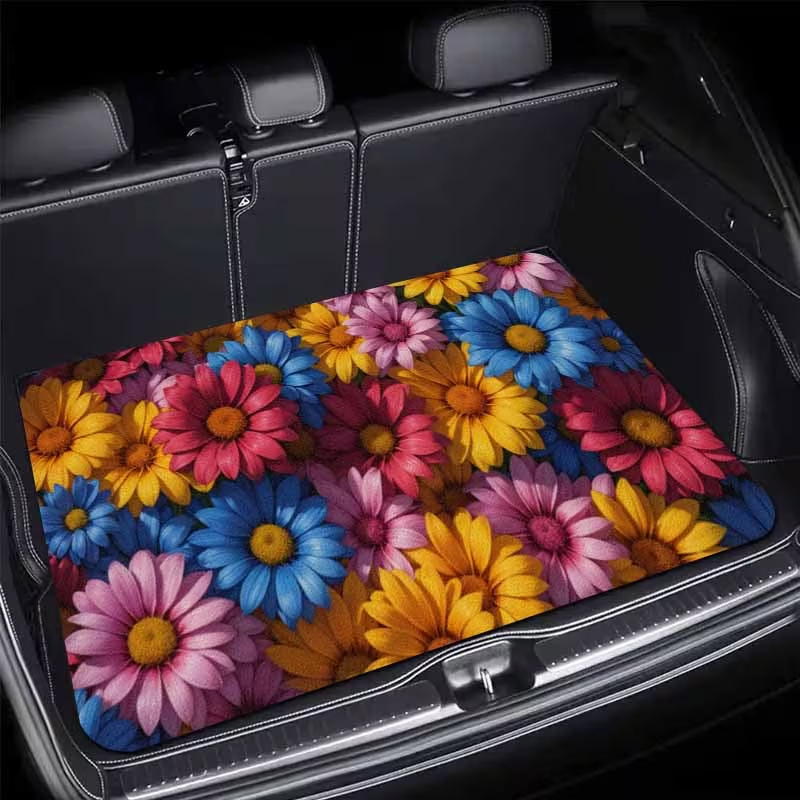 Cross-border best-selling fresh floral car trunk mat, interior decoration mat, dirt-resistant, easy to clean, dust-proof mat