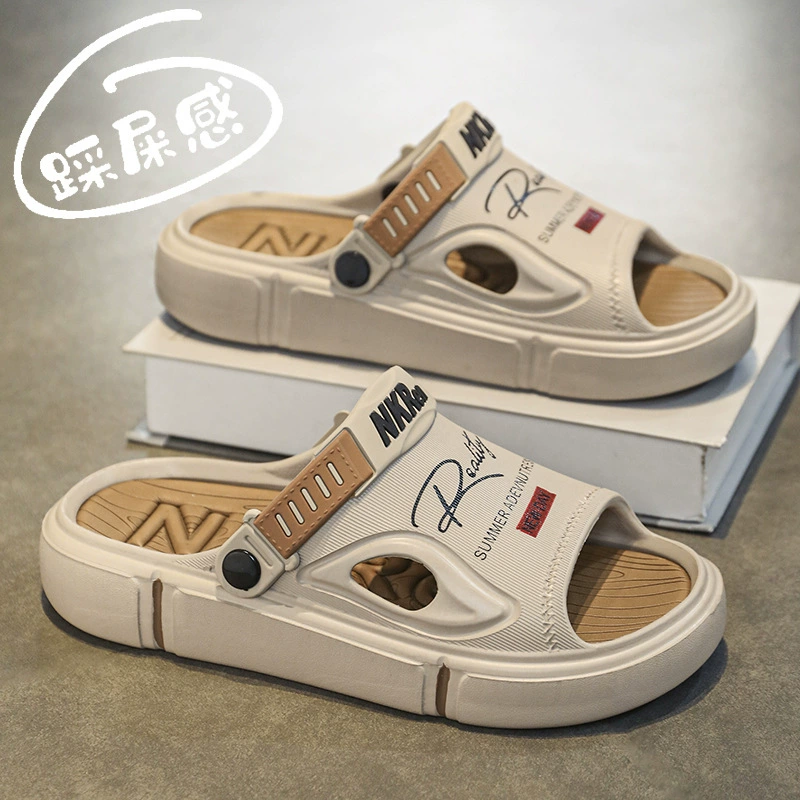 Мужские тапочки, летняя верхняя одежда, пляжные сандалии на мягкой подошве, большие размеры 46, нескользящие мужские тапочки двойного назначения для вождения