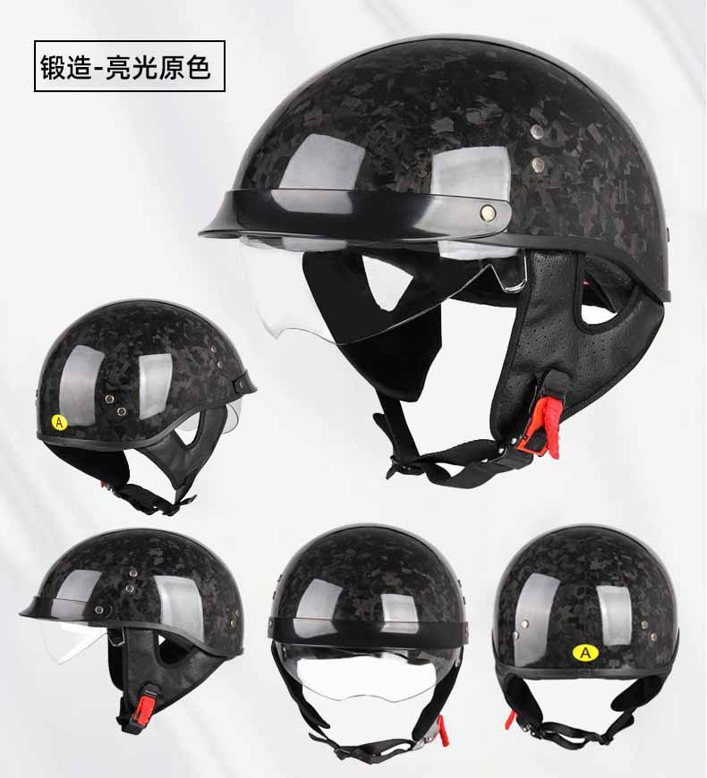 Carbon fiber half helmet motorcycle helmet retro 3C certified men's summer helmet for motorcycles, motorbikes, electric vehicles, women's all-season helmet