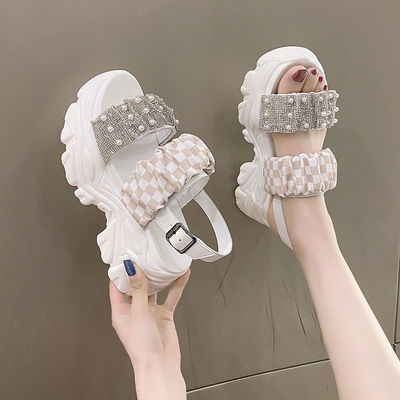 Small fragrant wind Sandals skirt 2022 new pattern summer Versatile fashion The thickness of the bottom Increase temperament Word buckle Women's Shoes