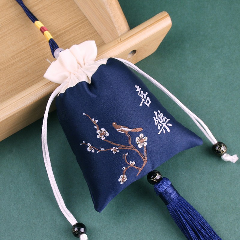 Bolsita bolsita bolsa vacía Dragon Boat Festival portátil repelente de mosquitos bolsa DIY azul y blanco bolsa de lino de algodón bolsa bolsita