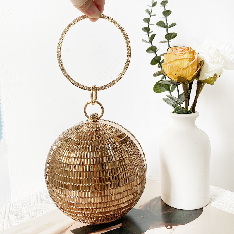 Borsa da sera a sfera con strass per donna pochette disco party_voghion.com