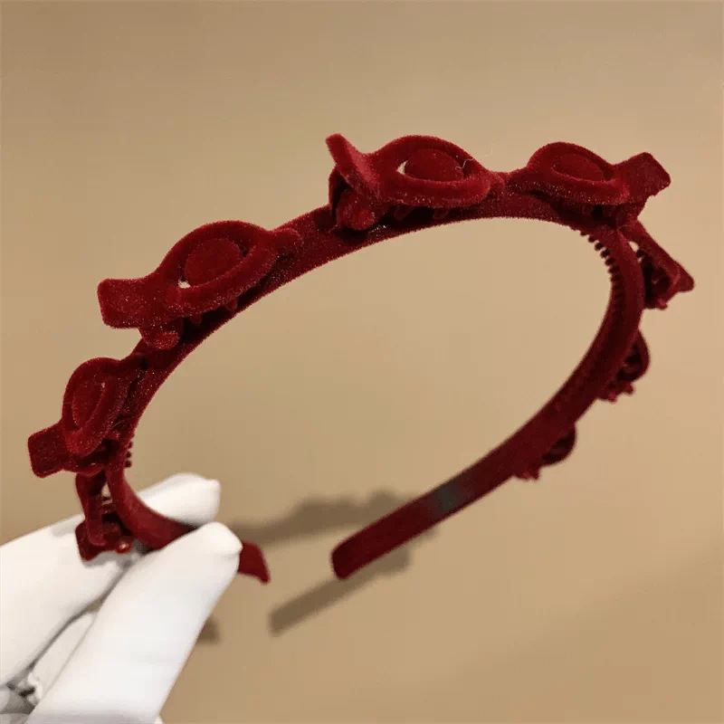 79#Flocked red headband