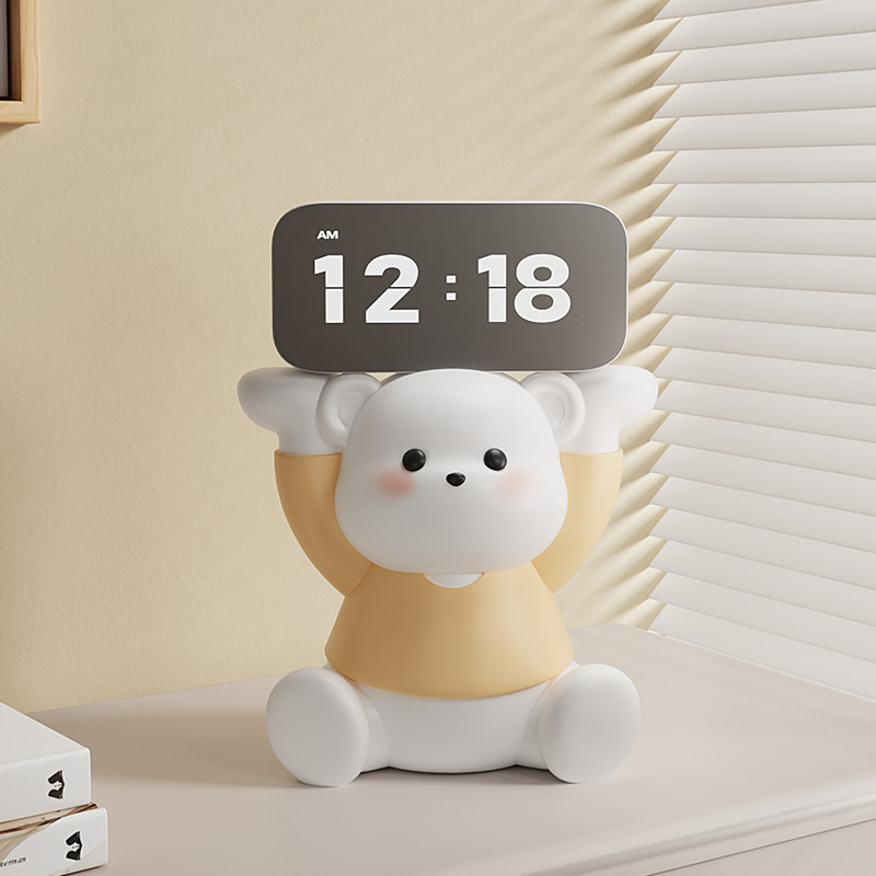 Crema de viento oso decoración de reloj despertador sala de estar dormitorio decoración de escritorio reloj reloj de escritorio creativo de escritorio