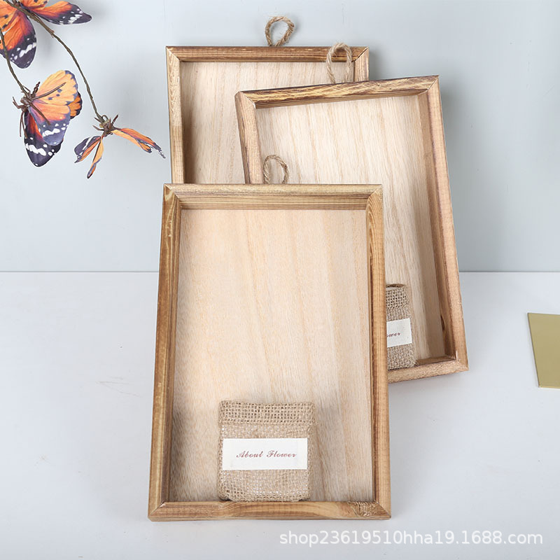 Photo Frame Pendant New Wooden Handmade Linen Photo Frame Wooden Crafts Wooden Wall Hanging Photo Frame Pendant