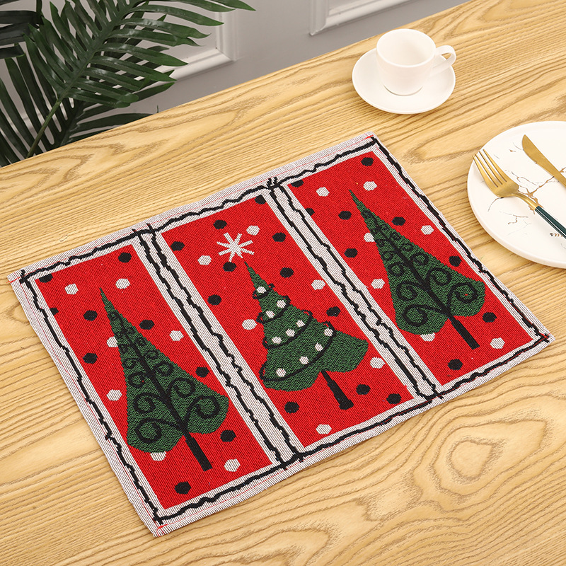 80g Weight Placemat Kitchen and drinking utensils Placemat Event & Party Supplies 1 Piece Quantity Party Occasion Christmas Festival Christmas Tree Pattern Cute Style Embroidery Craft Christmas Cute Christmas Tree Party Placemat 5