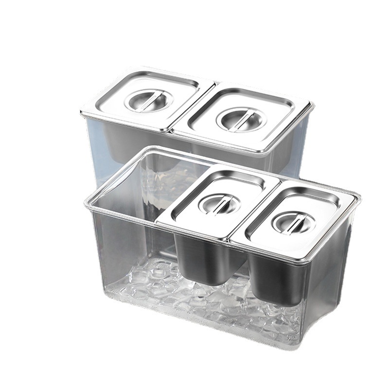 Estante de olla de servicio con Tapa Rectangular leche tienda de té caja de mermelada estante enrejado comercial Cuenca Cubo de hielo caja de polvo de hielo