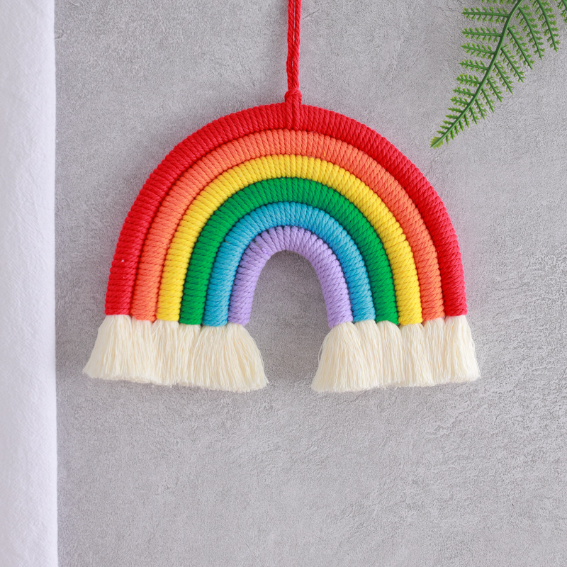 Fuente de la fábrica Dream Catcher borla del arco iris adornos creativos hogar colgante en stock tapiz tejido al por mayor
