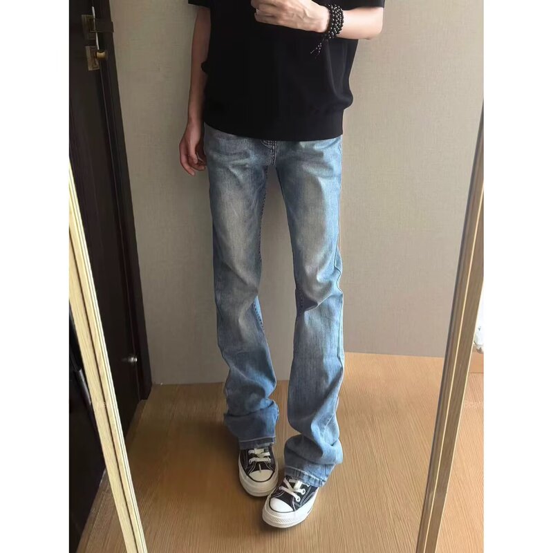 American High Street Vibe Washed Ice Blue Stretch Jeans for Men and Women Slimming Look Slimming Look Cleanfit Pants American High Street Vibe Washed Ice Blue Stretch Jeans for Men and Women Slimming Look Slimming Look Cleanfit Pants