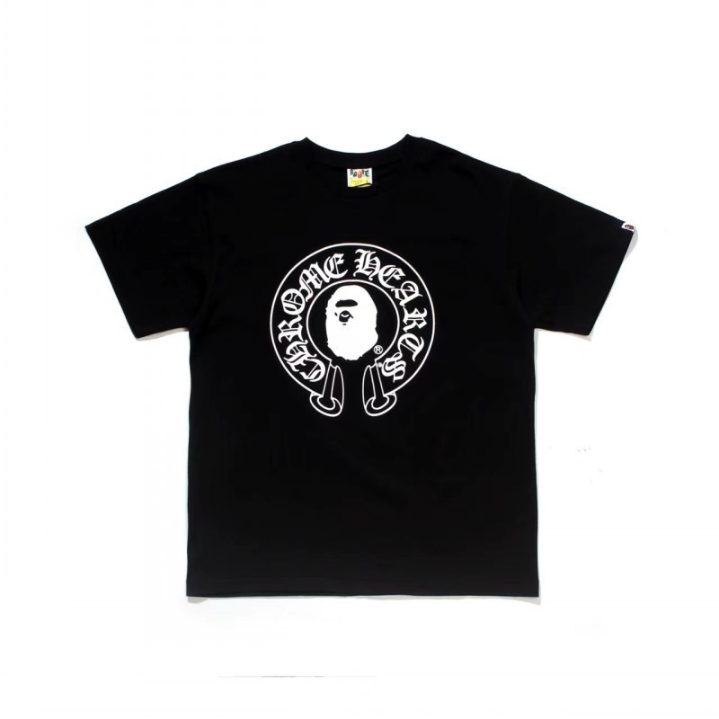 Chrome Hearts x A Bathing Ape T-shirt Horseshoe Ape Head Logo Black