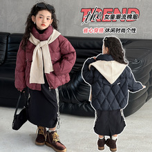 女童棉服冬装2023新款儿童韩版洋气加厚羽绒棉衣毛线帽子上衣外套