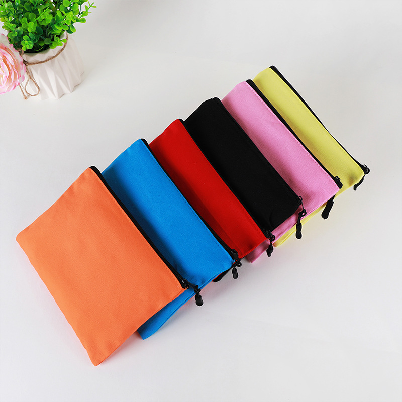 Amazon cremallera lienzo lápiz caso personalizado bolsa de cosméticos bolsa de almacenamiento bolsa de lona bolsa de algodón en stock