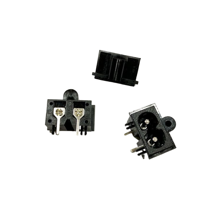 AC电源八字插座带螺丝孔实心小八字斌兴BX-180-H10插板铜脚22X12