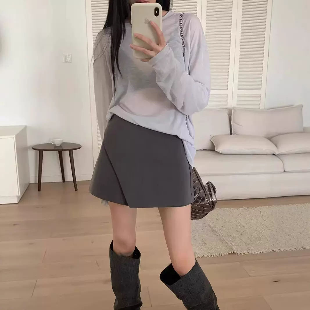 超显瘦西装裙裤女韩版新款纯色百搭直筒短裤辣妹a字半身裙短裙子