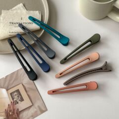 12cm 中空ワンラインダックビルクリップ、シンプルなサイドクリップ、ハイエンドのつや消し歯付き滑り止め前髪クリップ、ヘアクリップ