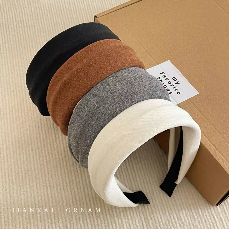 2024 New Autumn/Winter High Crown Korean Style Versatile Photo High-End Stylish Hair Accessory Headband Wide-Brimmed Headband for Outing