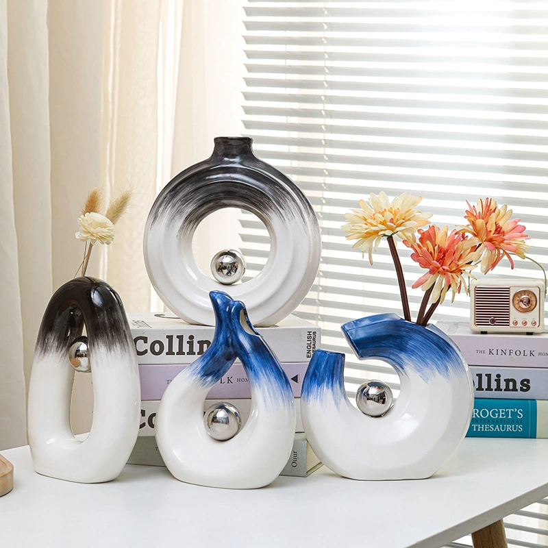 Керамическая ваза креативная звезда луна декоративная ваза керамическая украшение синий черный цветочный вставка для гостиной