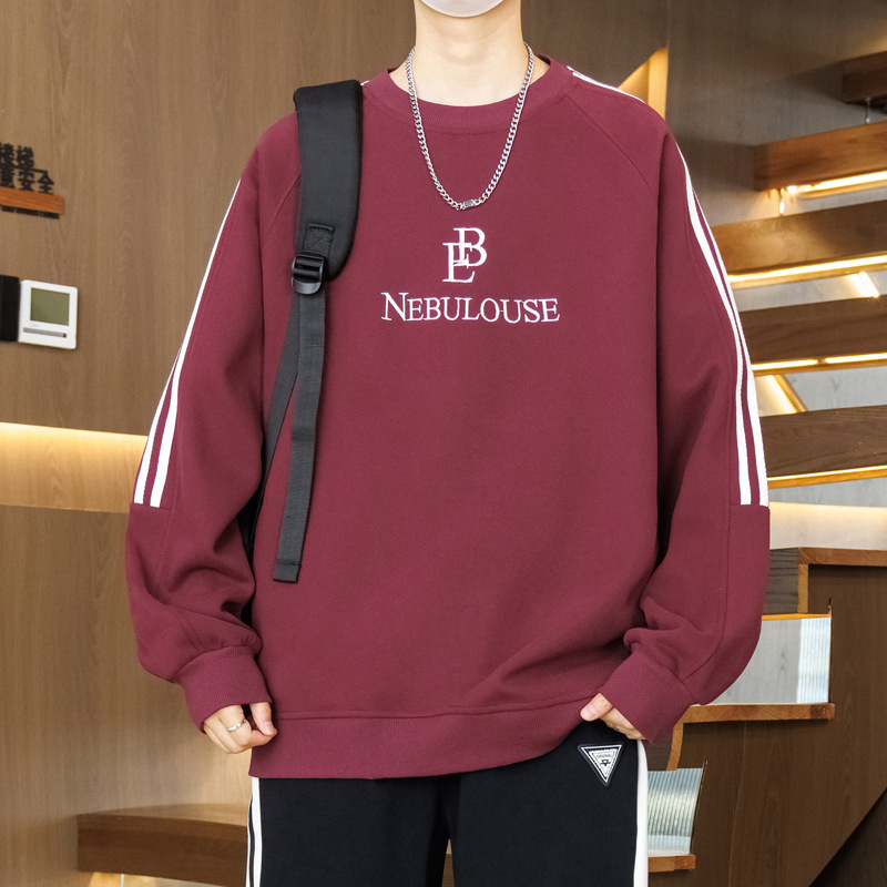 春秋季圆领卫衣男孩13初中学生长袖t恤15岁青少年大童打底衫上衣|undefined