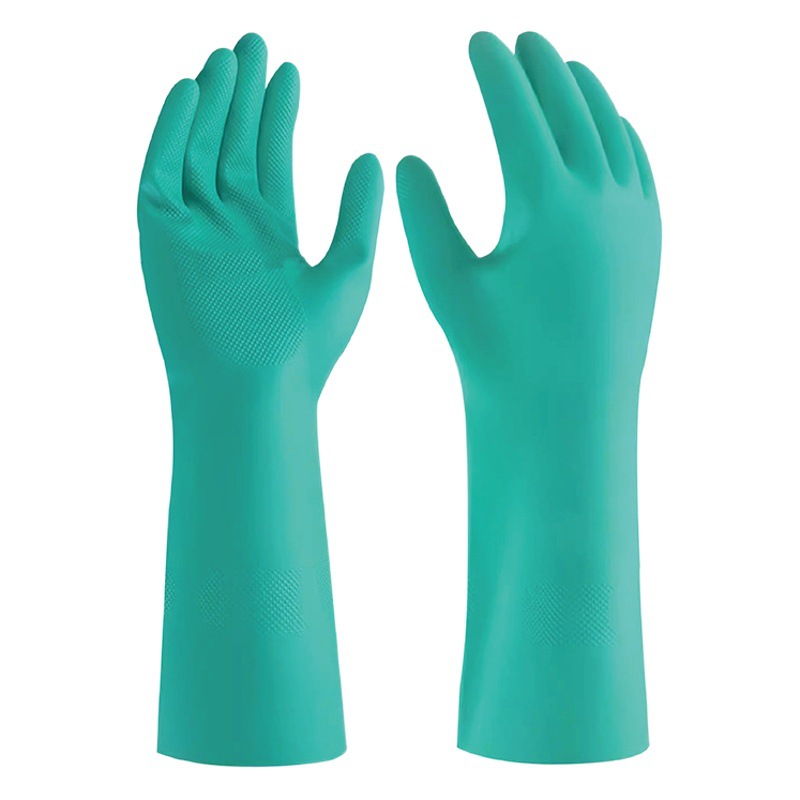 Guantes antiquímicos resistentes a ácidos y álcali guantes largos de caucho a prueba de aceite químico espesado duradero nitrilo trabajo seco Dingqing