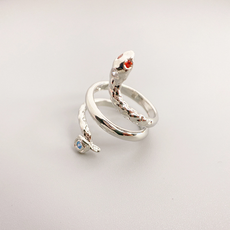 Fashion Snake Copper Inlay Artificial Gemstones Rings 1 Piece