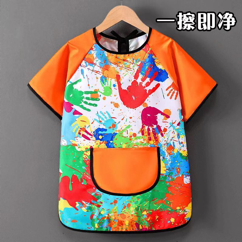 印字加长款油画罩衣防水耐脏婴儿童画室画画反穿衣幼儿园吃饭围裙|undefined