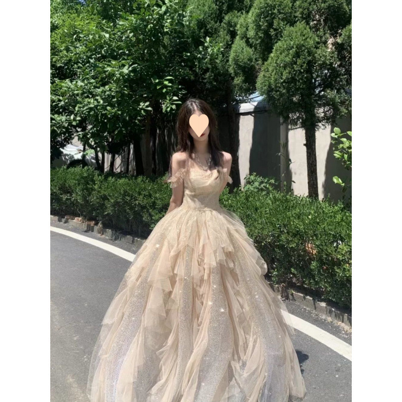 イブニングドレススカート女の子誕生日18歳成人式ハイエンドライト高級ニッチ宴会気質ホスト芸術試験プリンセスドレス|undefined