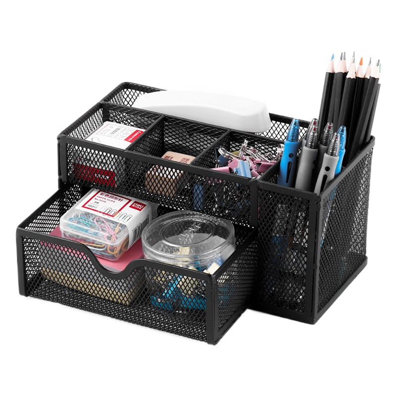 Organizador de Escritorio Metálico Multifuncional con Cajones y Compartimentos para Documentos, Papelería, Cosméticos y Archivos