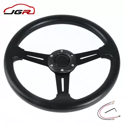 Car Modified Steering Wheel PU Racing Steering Wheel 14inch Personalized Carbon Pattern Patch 345mm Cross-Border (Steering wheel) - jg-5127-black