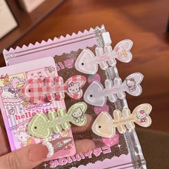新款可爱鱼骨kt系清透发夹亮晶晶夏日清透小鱼刘海夹卡通百搭少女