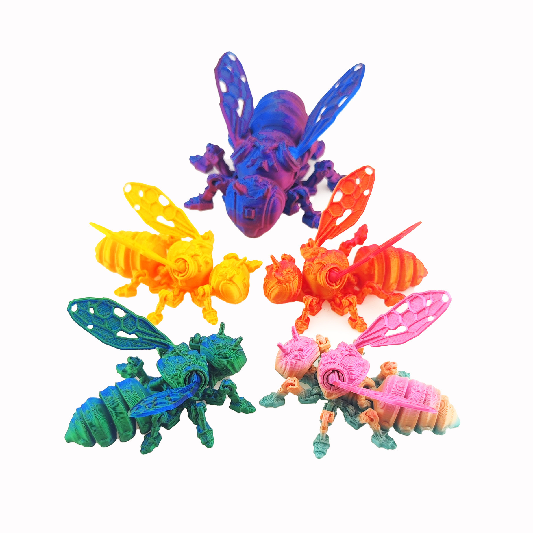 Cross-border bestseller 3D printed cyber bee lifelike night market stall cool movable joints children's gift figure