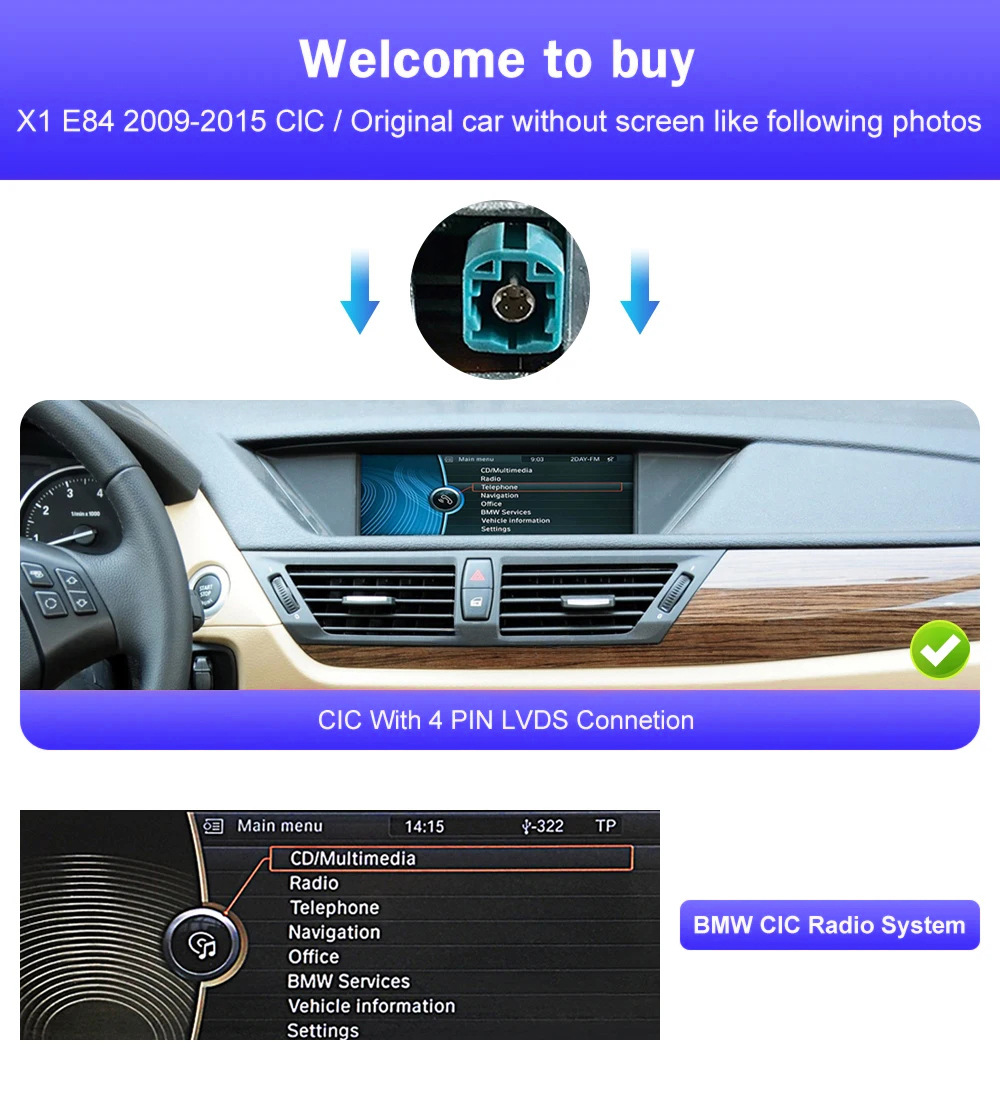 10.25''12.3'' Car Navigation System Suitable for 09-15 Bmw X1 E84 Cic/No Screen Central Control
