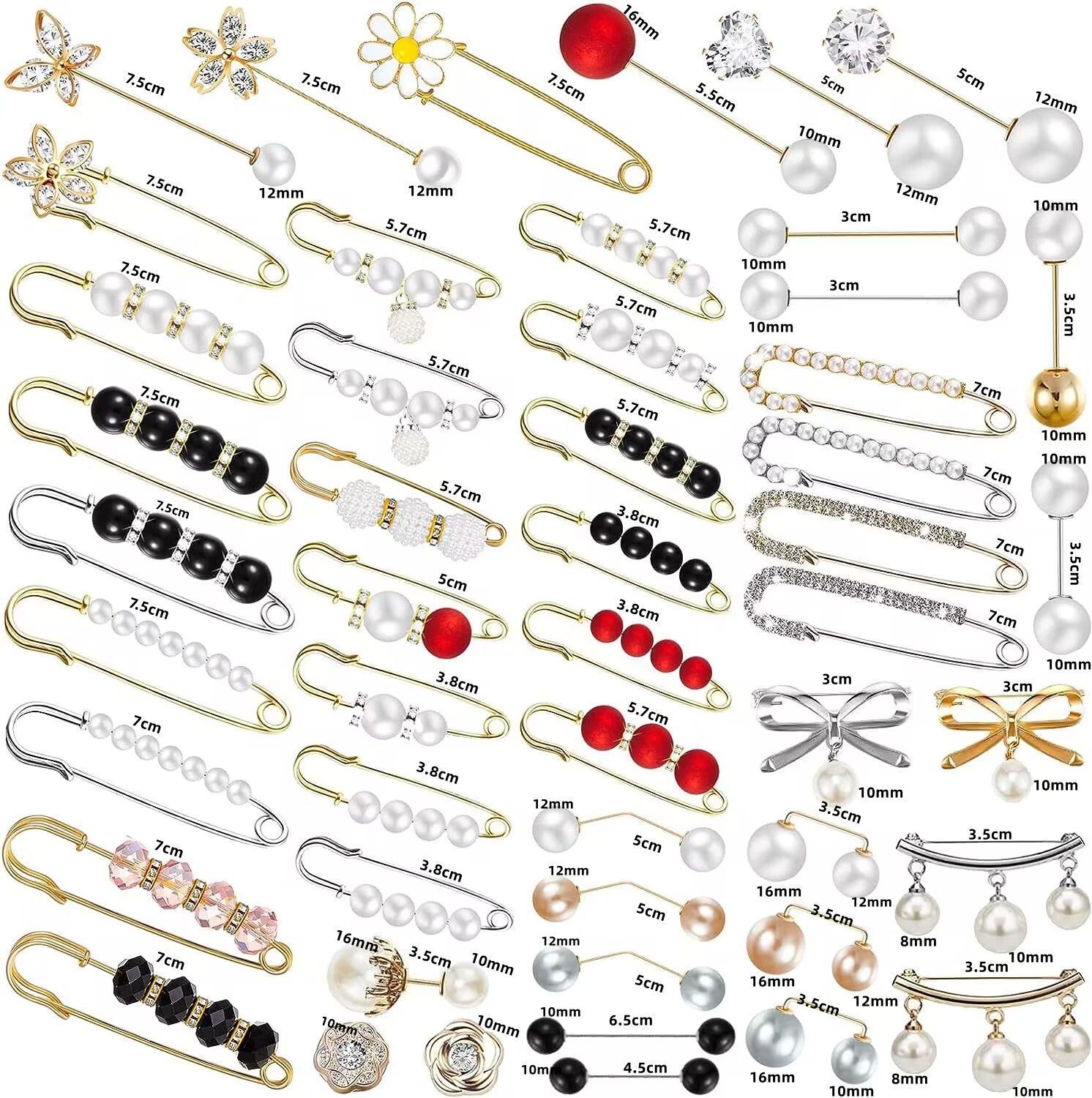 허리 타이트 아티팩트 바지 허리 타이트 핀 고정 장식 의류 카디건 버튼 안티 러닝 브로치 여성 펄 핀